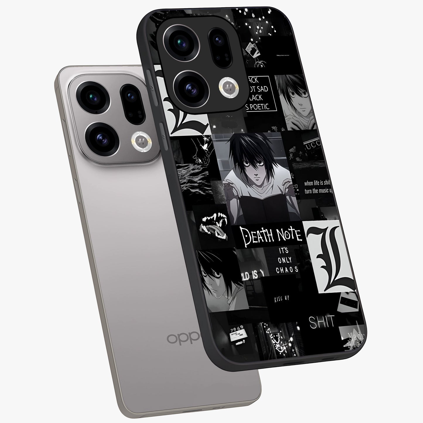 Midnight Chaos Mind Glass Case displayed in angled mockup highlighting chaotic artistic design with dramatic midnight aesthetic.