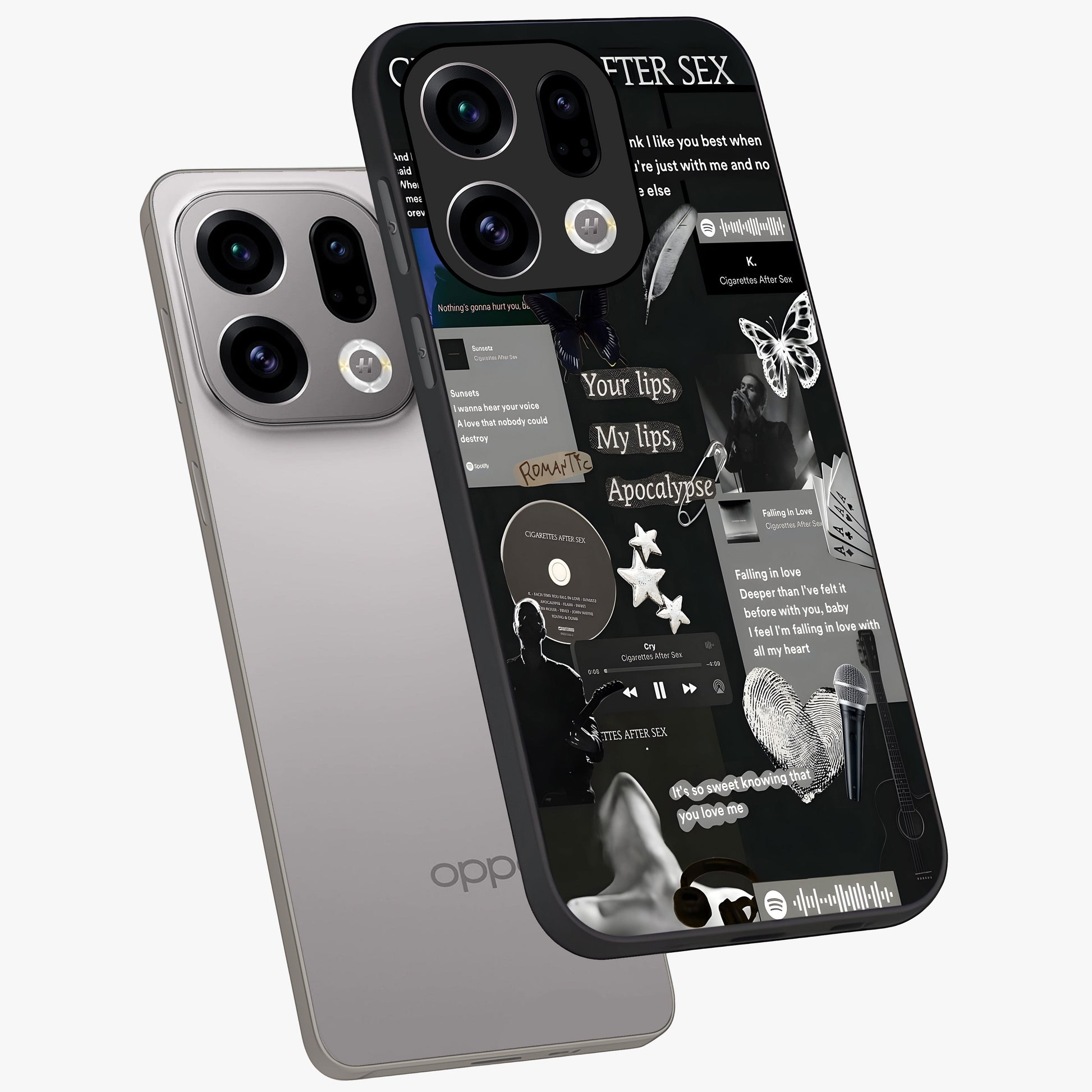 Midnight Love Echo Glass Case displayed in angled mockup highlighting elegant love inspired design with deep aesthetic style.