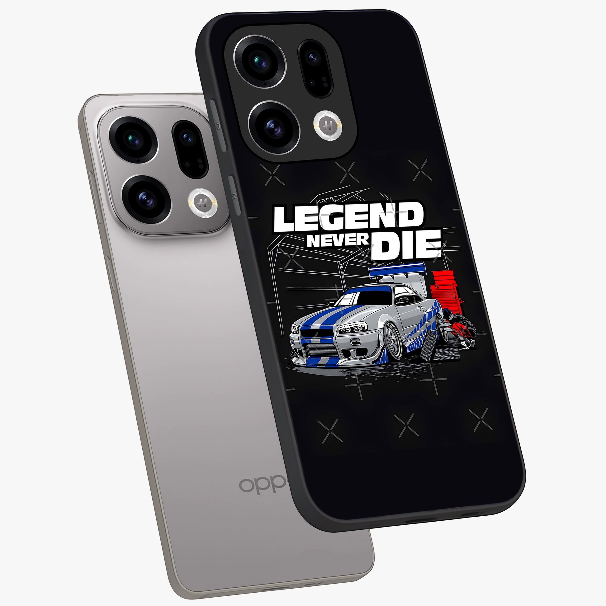 Midnight Racing Legacy Glass Case displayed in angled mockup highlighting dynamic automotive design with bold midnight aesthetic.