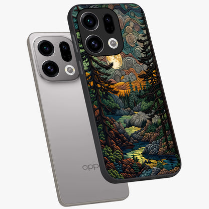Moonlight Forest Dream Glass Case displayed in angled mockup highlighting dreamy forest design with glowing moon aesthetic.