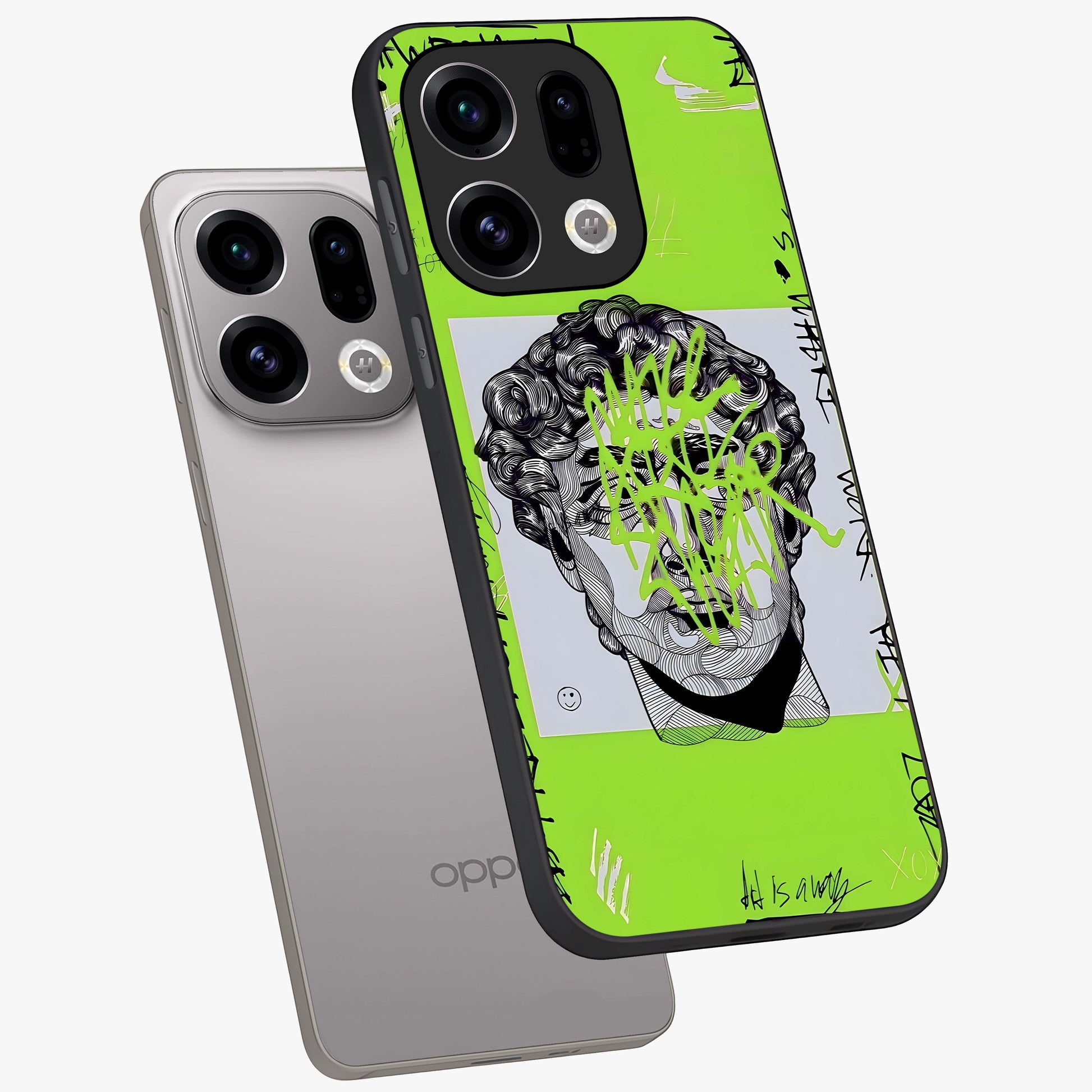 Neo Graffiti Rebellion Glass Case displayed in angled mockup highlighting urban street art design with rebellious aesthetic.