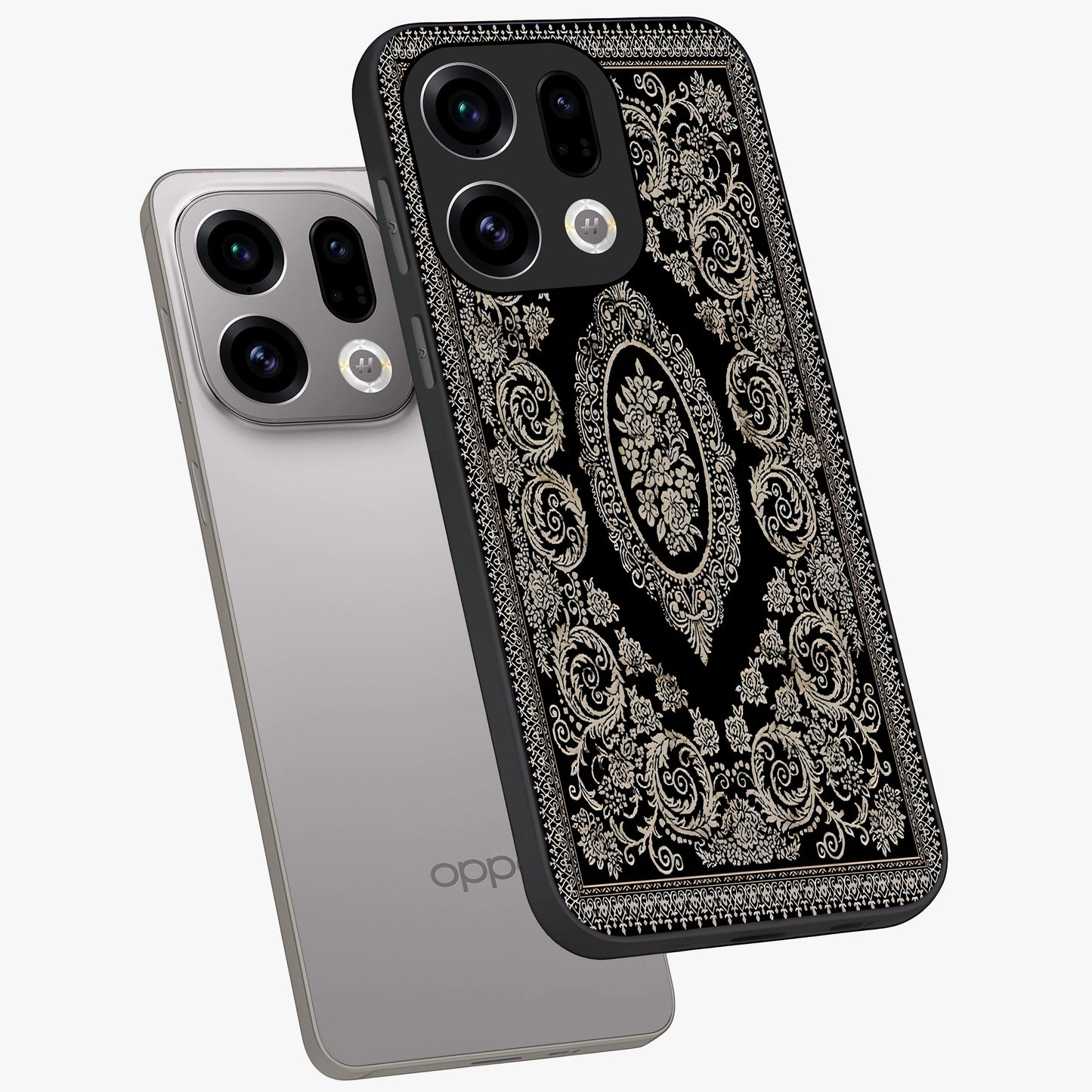 Noir Bloom Elegance Glass Case displayed in angled mockup highlighting refined flower design with stylish noir aesthetic.