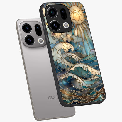 Oceanic Stained Printed Glass Case displayed in angled mockup highlighting colorful aquatic design with artistic aesthetic style.