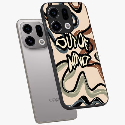 Out Of Mind Glass Case displayed in angled mockup highlighting bold statement design with modern artistic aesthetic.