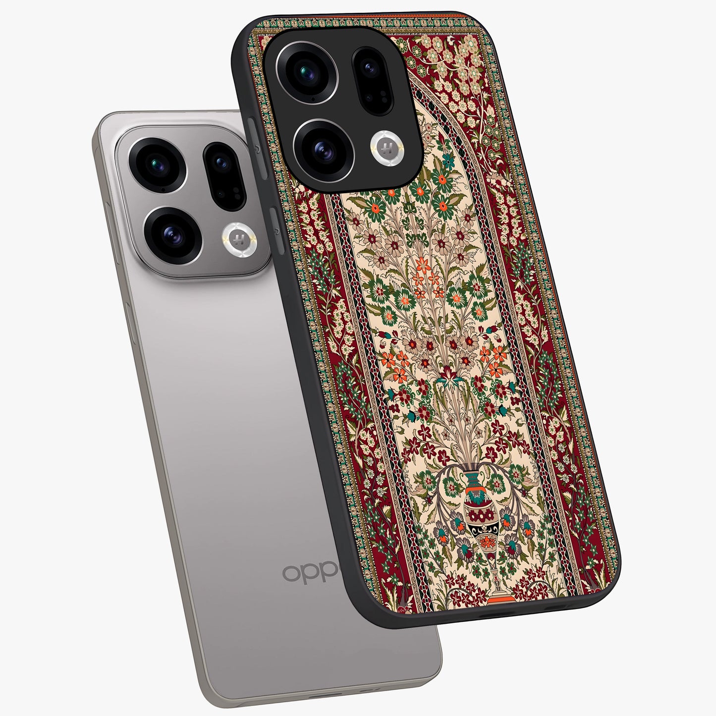 Persian Inspired Glass Case displayed in angled mockup highlighting intricate traditional design with elegant cultural aesthetic.