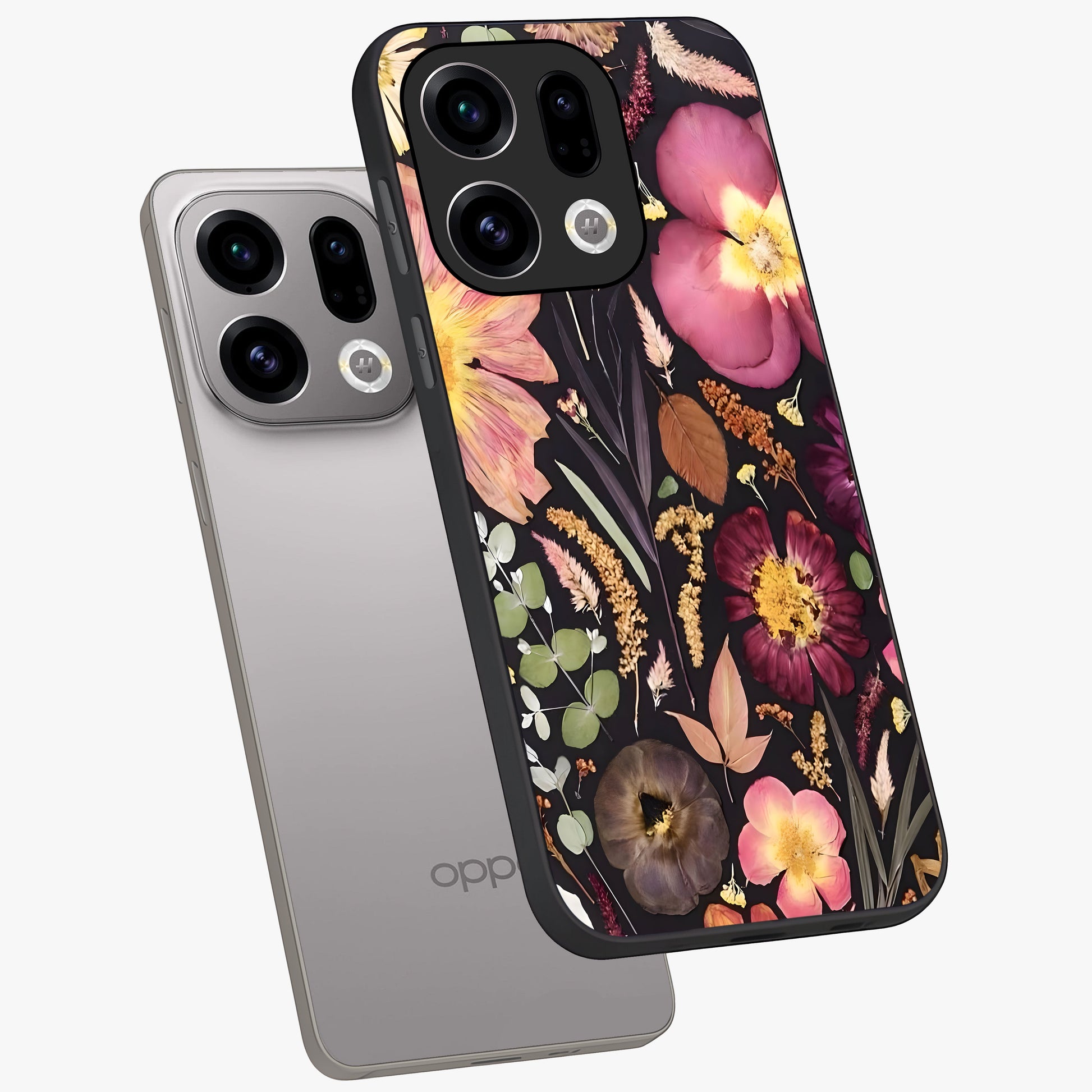 Petal Dream Tapestry Glass Case displayed in angled mockup highlighting decorative petal pattern with elegant botanical aesthetic.