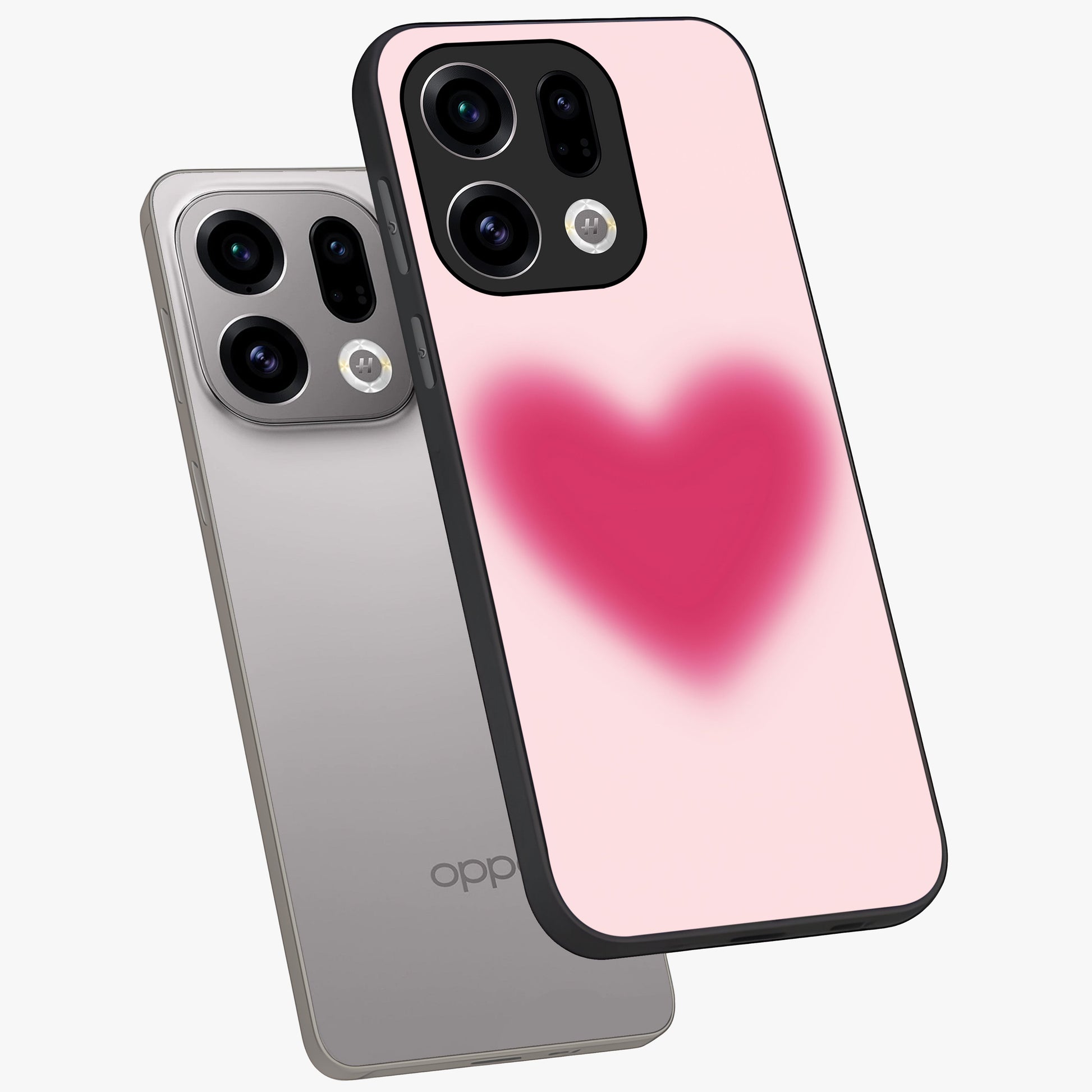 Pink Aura Heart Glass Case displayed in angled mockup highlighting vibrant pink heart design with dreamy aura aesthetic.
