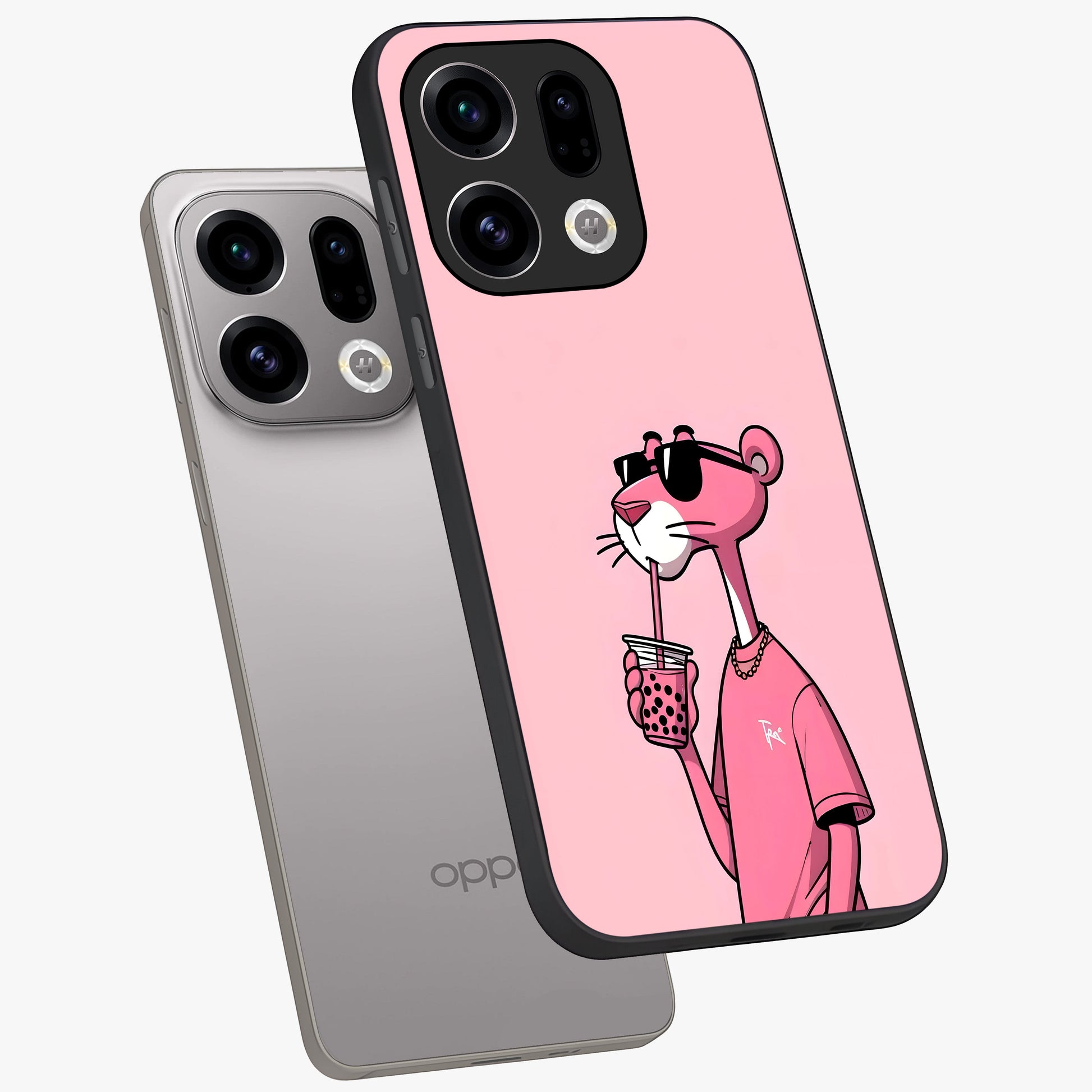 Pink Panther Glass Case displayed in angled mockup highlighting playful cartoon character design with vibrant pink aesthetic.