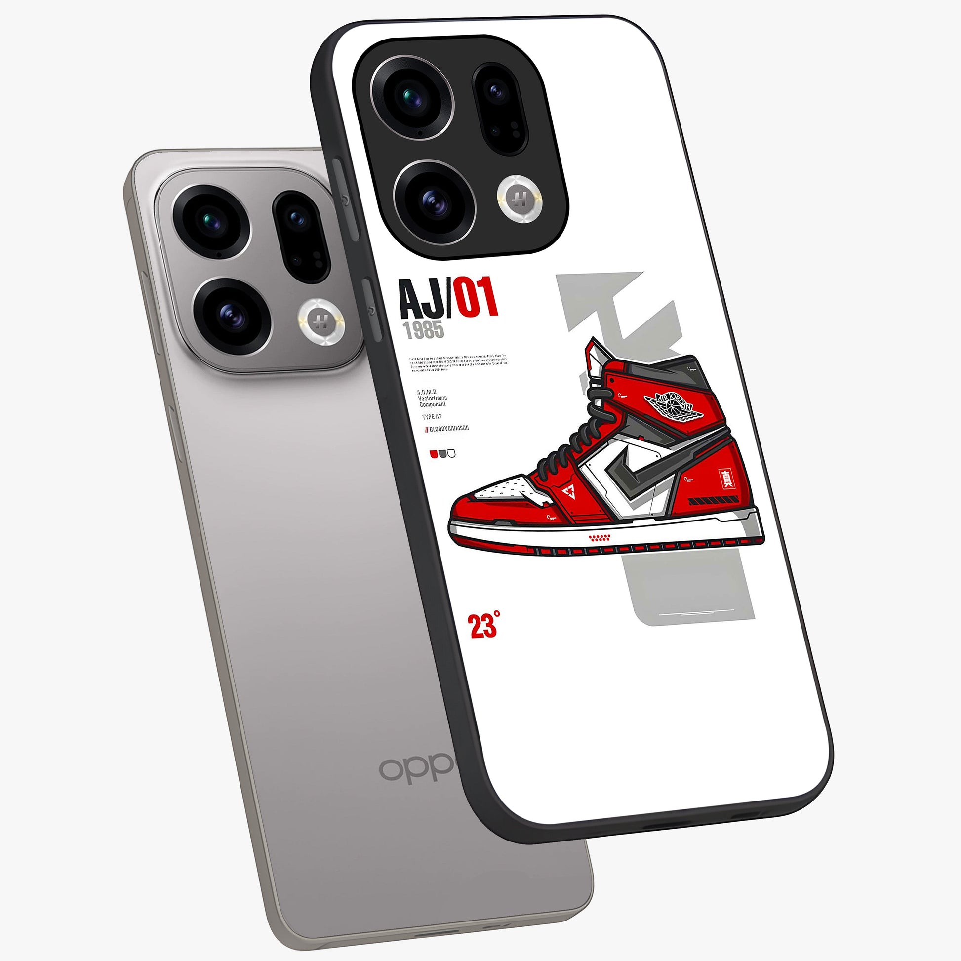 Retro Sneaker Blueprint Glass Case displayed in angled mockup highlighting detailed shoe design with sporty retro aesthetic.