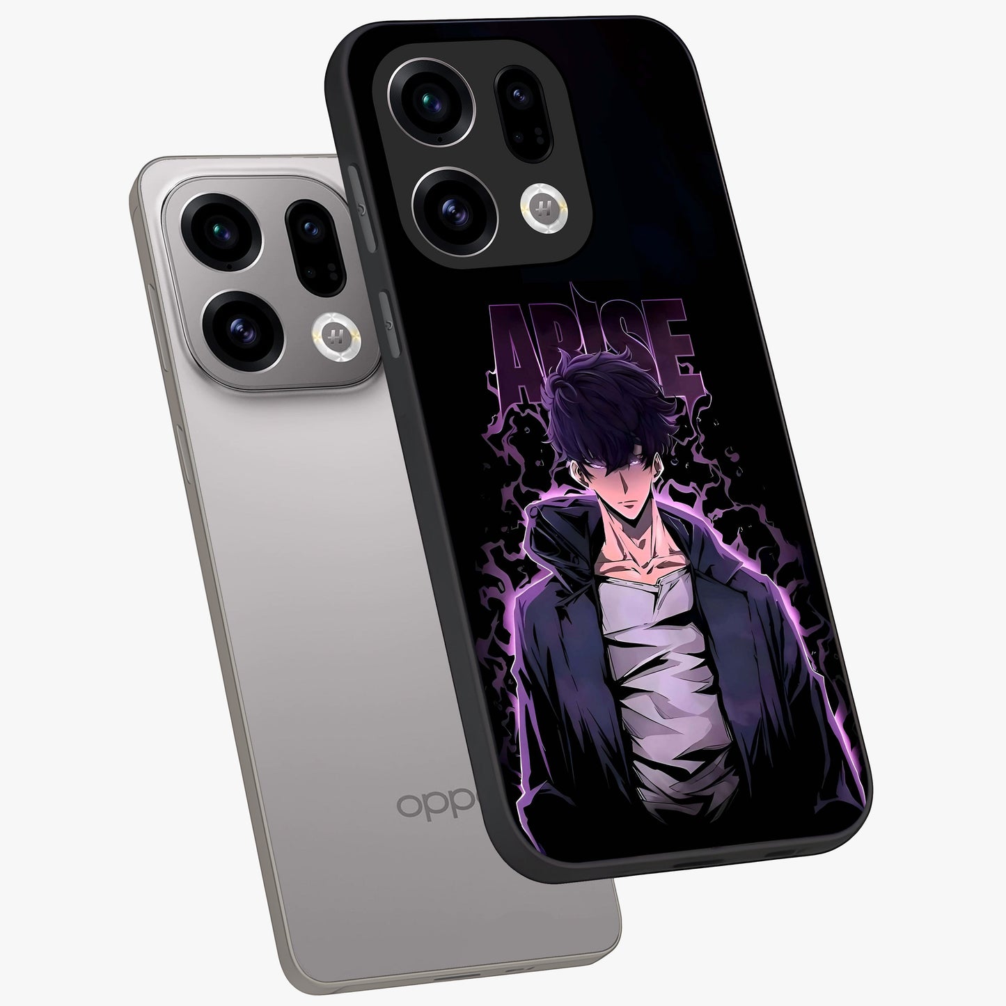 Shadow Monarch Awakening Glass Case displayed in angled mockup highlighting dramatic shadow warrior design with fantasy aesthetic.
