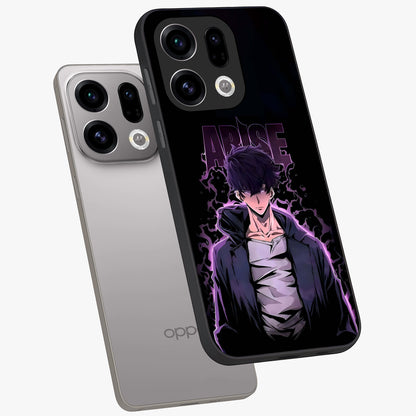 Shadow Monarch Awakening Glass Case displayed in angled mockup highlighting dramatic shadow warrior design with fantasy aesthetic.