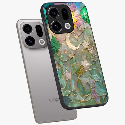 Stained Sunrise Glow Glass Case displayed in angled mockup highlighting radiant sunrise design with artistic aesthetic style.