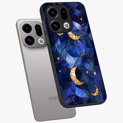 Starlit Sky Tapestry Glass Case displayed in angled mockup highlighting celestial night pattern with artistic aesthetic style.