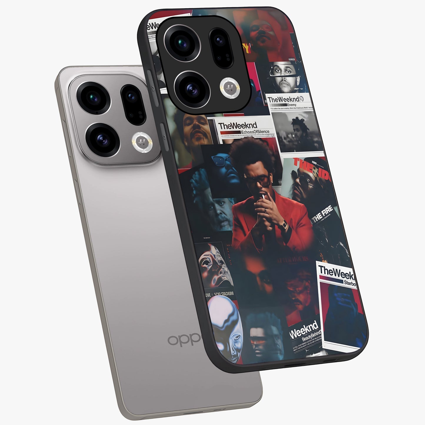 The Weeknd Glass Case displayed in angled mockup highlighting stylish pop culture inspired design with modern aesthetic.