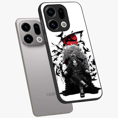 Uchiha Shadow Throne Glass Case displayed in angled mockup highlighting glowing aquatic design with celestial aesthetic.