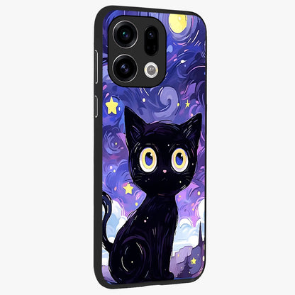 Abstract Cat Art Glass Case upright view showcasing creative feline illustration and aesthetic artistic style.