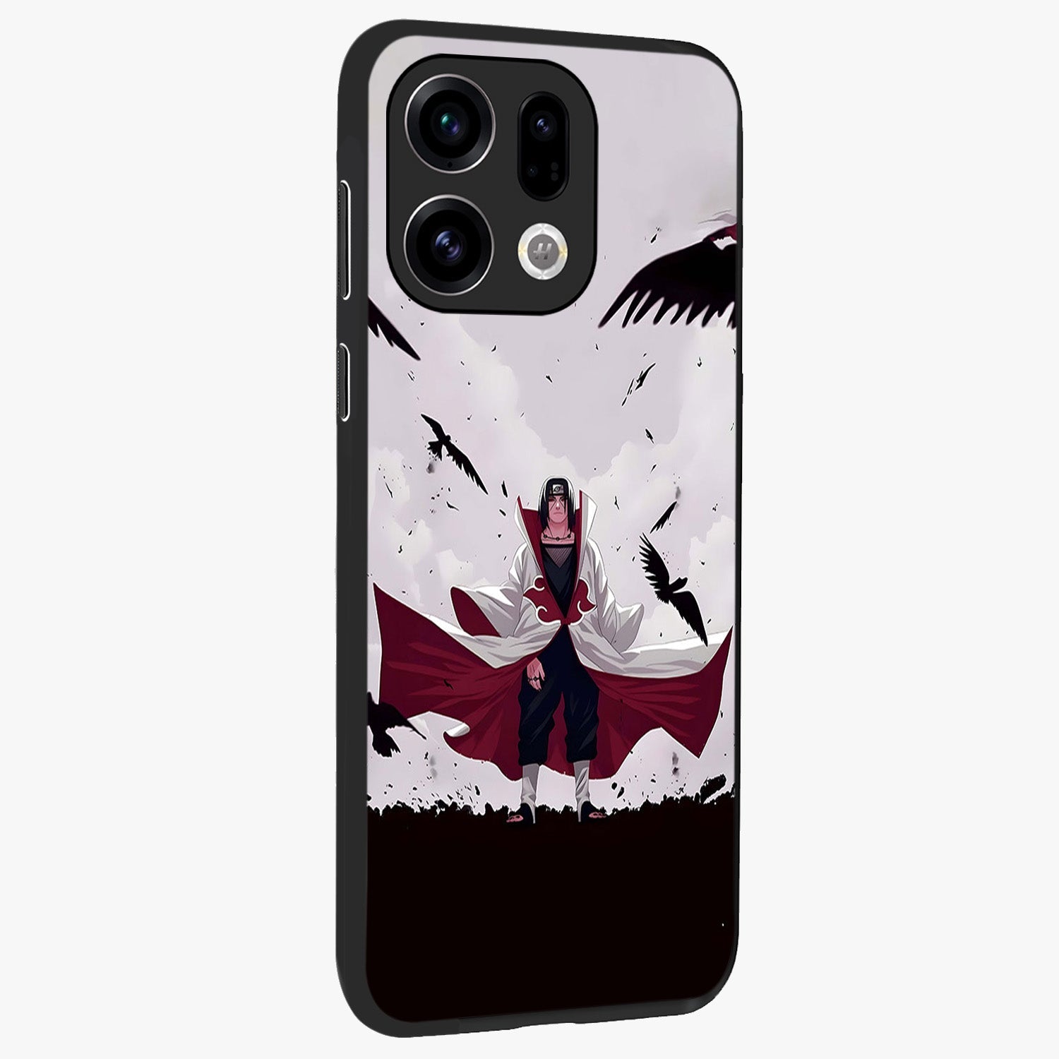 Crimson Crow Ascension Glass Case upright view showcasing dramatic crow artwork with bold gothic theme.
