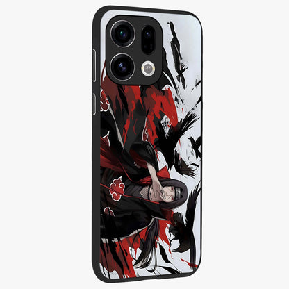 Crimson Crow Illusion Glass Case upright view showcasing striking crow illusion artwork with intense crimson theme.