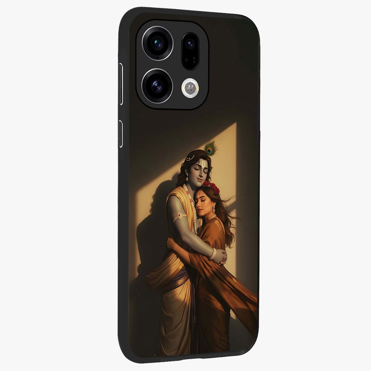 Divine Eternal Love Glass Case upright view showcasing graceful spiritual artwork with eternal love theme.