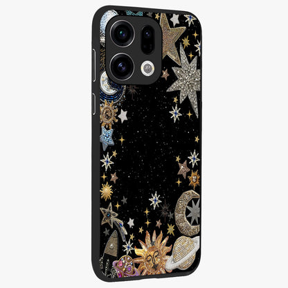 Galactic Jewel Stars Glass Case upright view showcasing glittering star jewel artwork with vibrant galaxy theme.