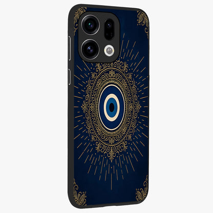 Golden Celestial Charm Glass Case upright view showcasing radiant celestial artwork with elegant golden theme.