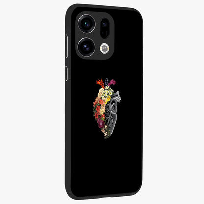 Heart With Flowers Glass Case upright view showcasing decorative heart and floral artwork with sweet romantic theme.