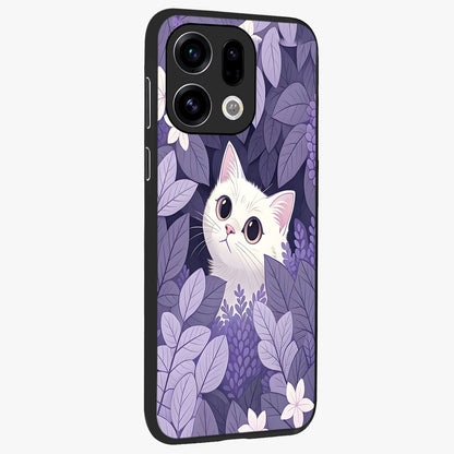 Lilac Hide Peek Cat Glass Case upright view showcasing charming cat artwork with adorable peek theme.
