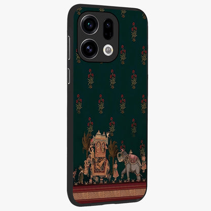 Macmerise Glass Case upright view showcasing bold artistic artwork with contemporary design theme.
