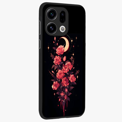 Moonlit Floral Elegance Glass Case upright view showcasing delicate floral artwork with refined night inspired theme.