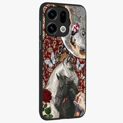 Moonlit Royal Stallion Glass Case upright view showcasing dramatic horse artwork with glowing moon themed design.