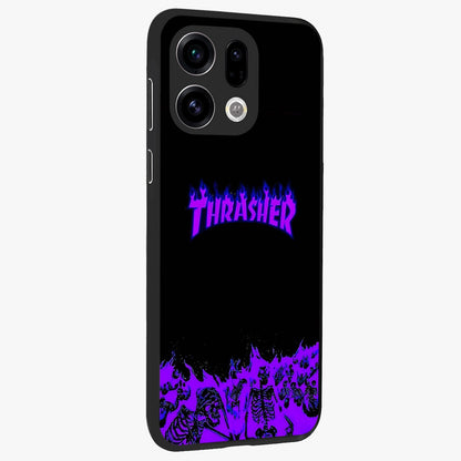 Neon Flame Riot Glass Case upright view showcasing dynamic flame artwork with energetic neon theme.