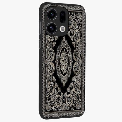 Noir Bloom Elegance Glass Case upright view showcasing graceful floral artwork with luxurious dark theme.