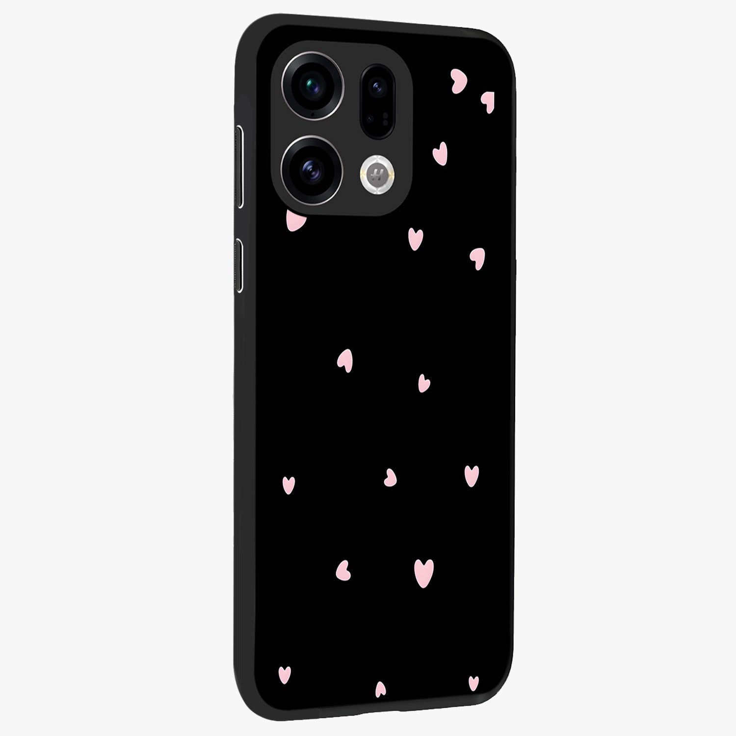 Pink Love Drops Glass Case upright view showcasing charming heart drop artwork with romantic playful theme.