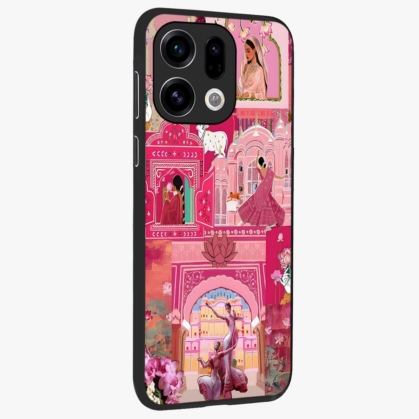 Pink Palace Muse Glass Case upright view showcasing artistic palace artwork with graceful royal theme.