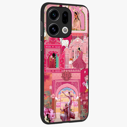 Pink Palace Muse Glass Case upright view showcasing artistic palace artwork with graceful royal theme.