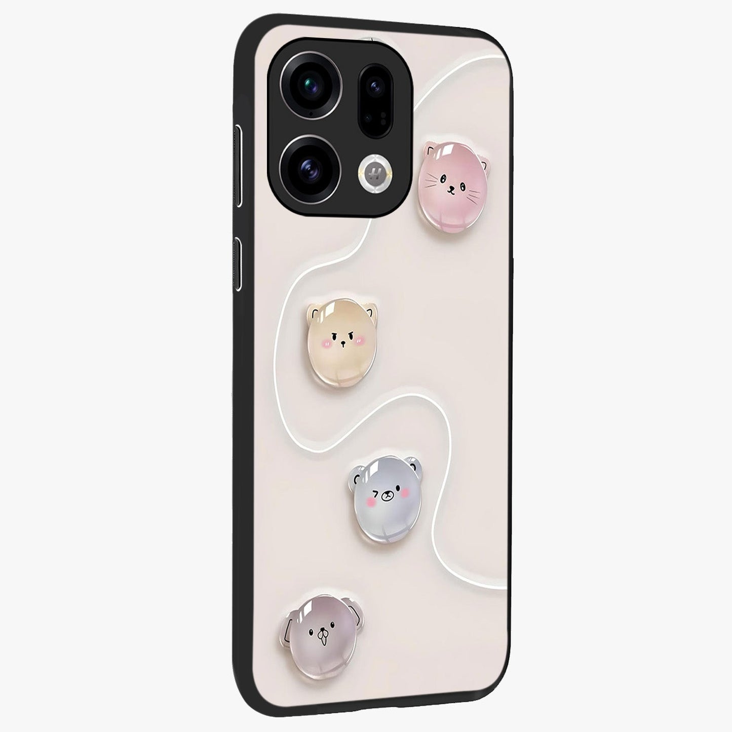 Puffy Face Parade Glass Case upright view showcasing adorable character artwork with cheerful animated theme.