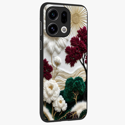 Radiant Bloom Elegance Glass Case upright view showcasing decorative flower artwork with refined botanical theme.