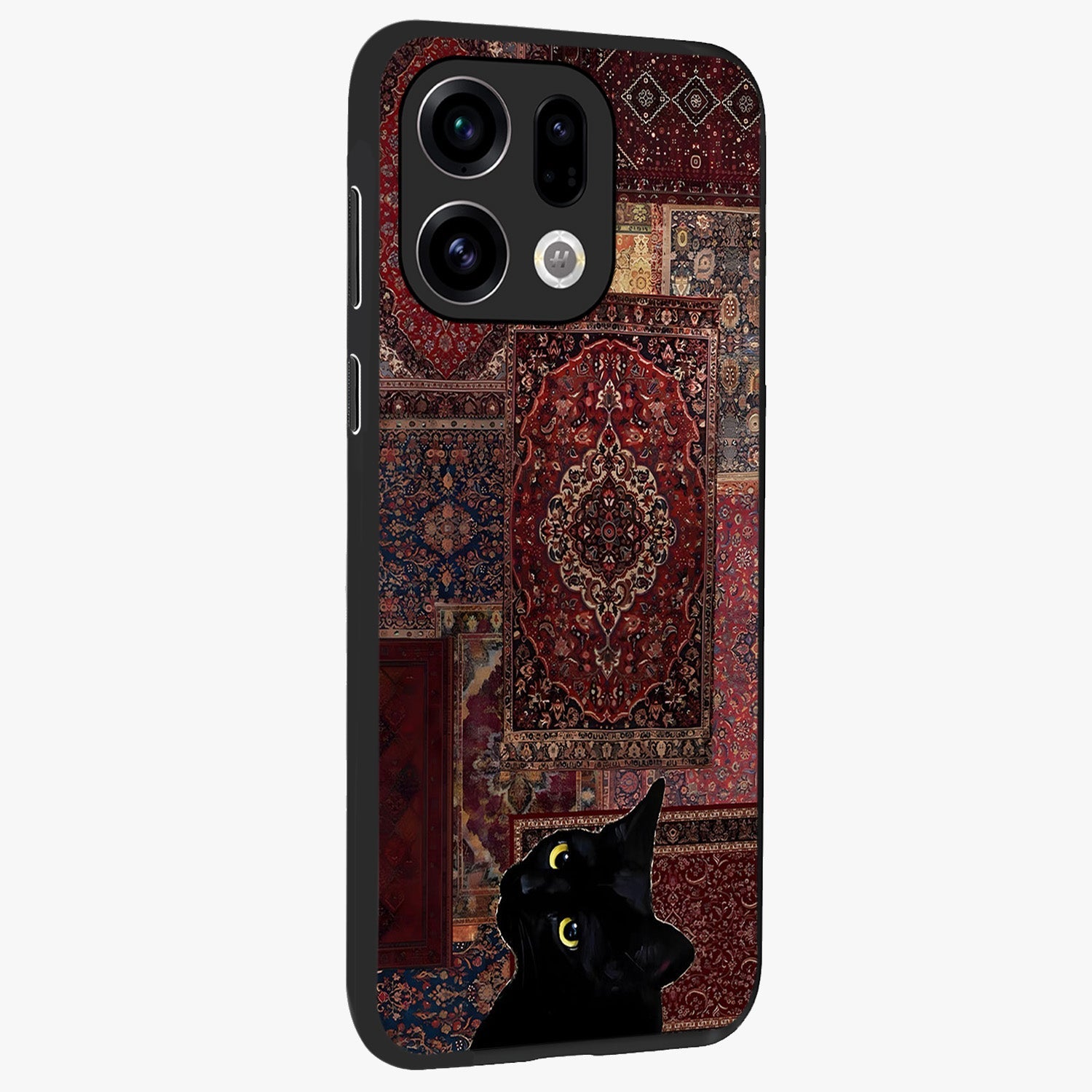 Regal Magic Cat Apple Glass Case upright view showcasing charming cat artwork with playful magical theme.