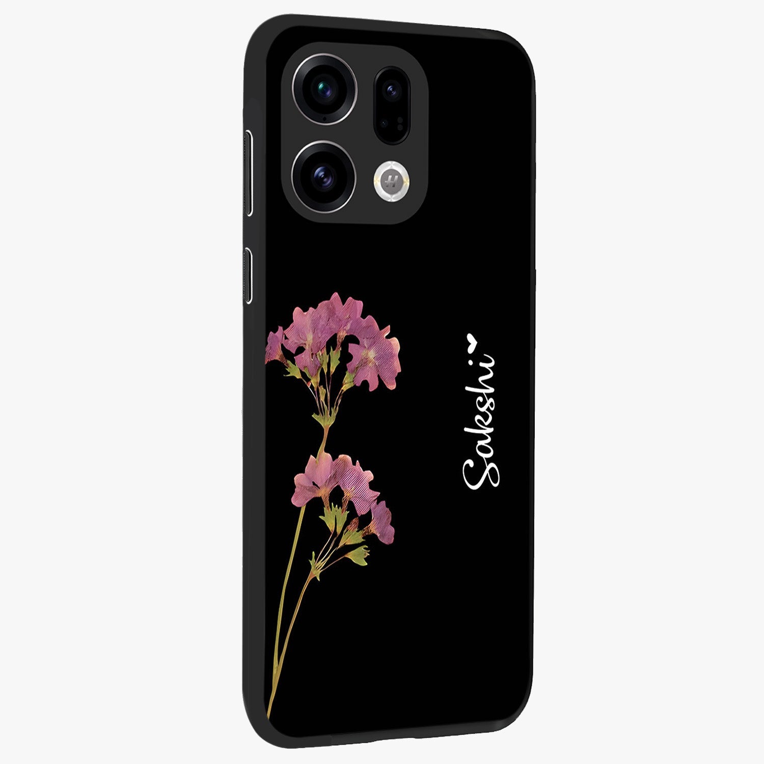Riching Lavender Flower Custom Name Glass Case upright view showcasing elegant lavender floral artwork with personalized aesthetic.