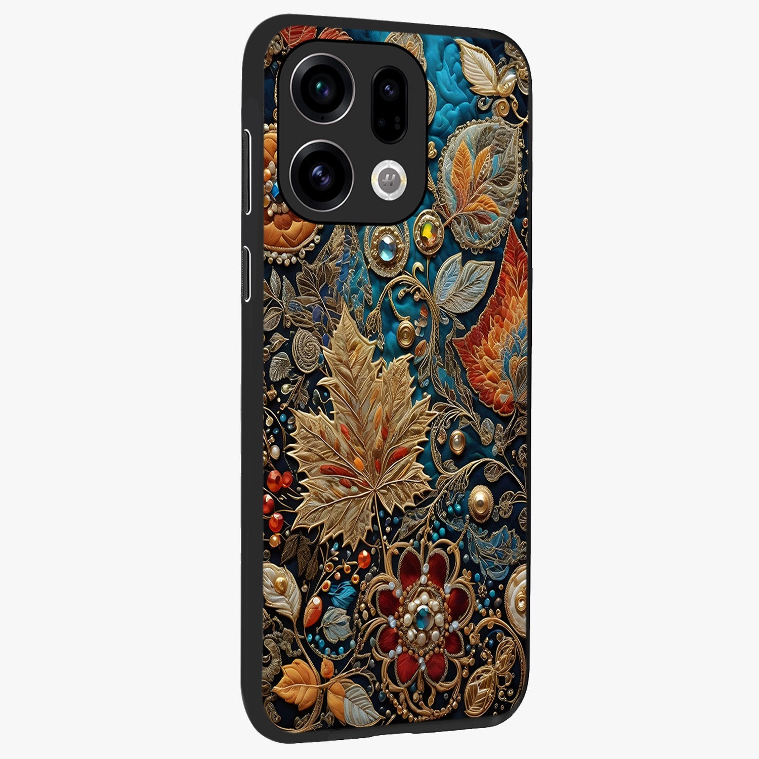 Royal Jewel Garden Glass Case upright view showcasing rich floral artwork with luxurious garden theme.