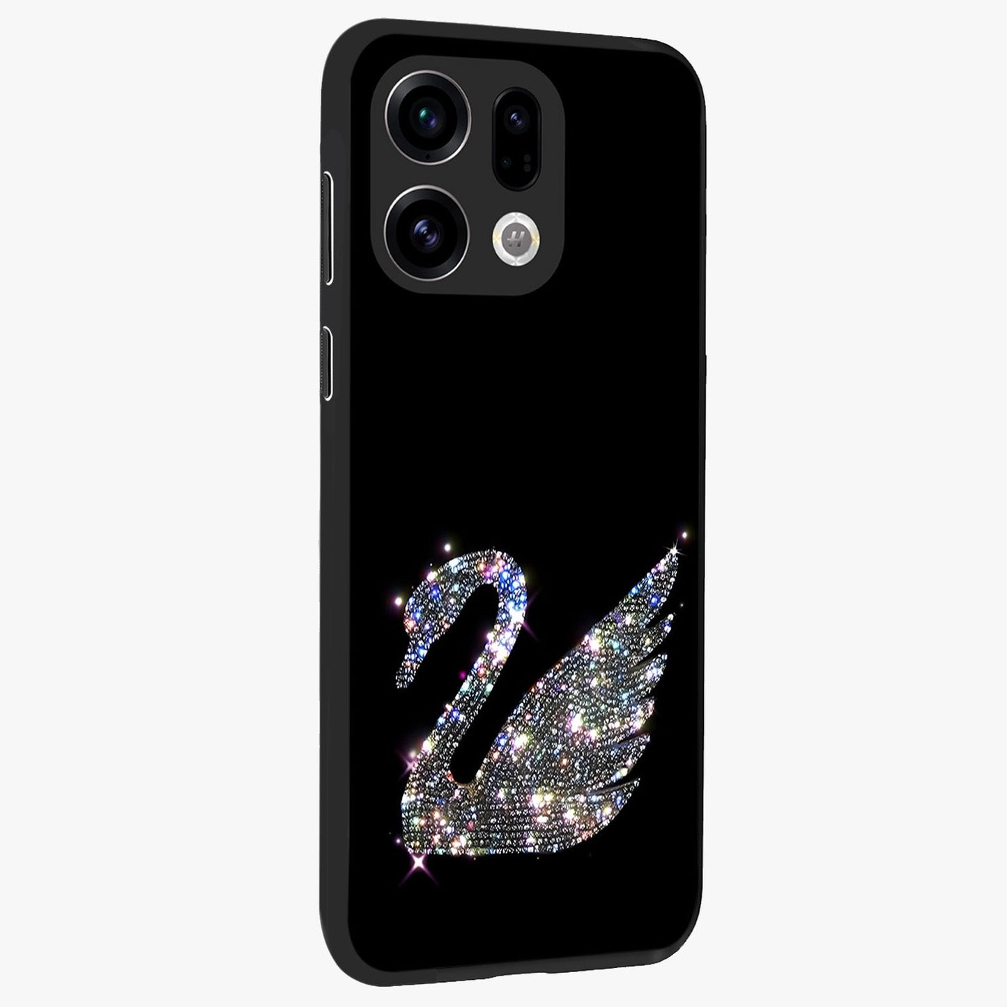 Starlit Swan Grace Glass Case upright view showcasing beautiful swan artwork with peaceful night themed design.