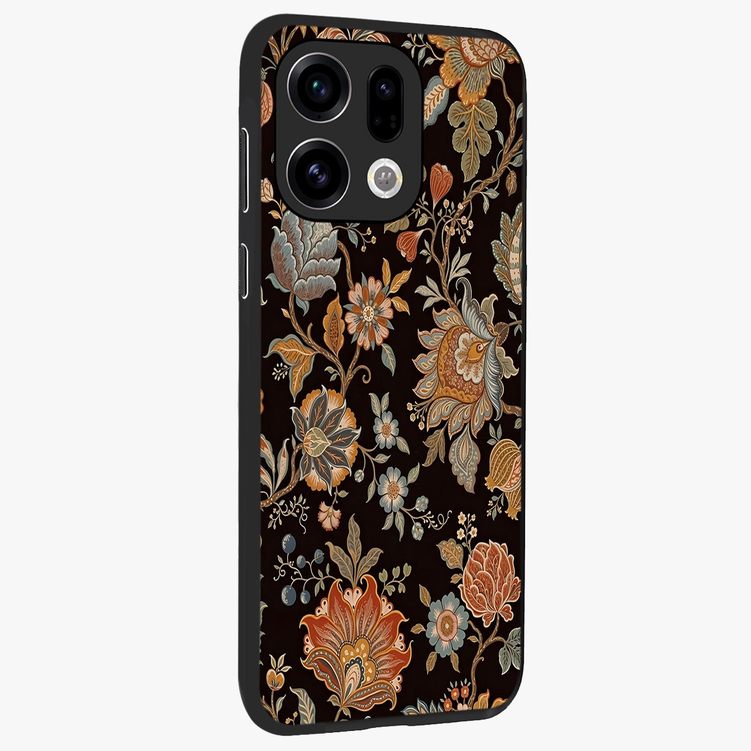 Vintage Floral Dream Glass Case upright view showcasing delicate floral artwork with timeless vintage theme.