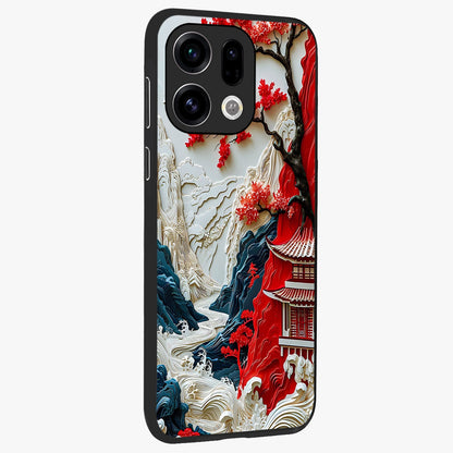 Whispers Of Sakura Waves Glass Case upright view showcasing delicate cherry blossom artwork with elegant nature theme.