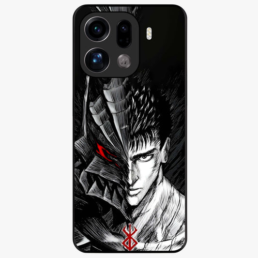 Berserker Blood Oath Glass Case showing flat back view with fierce warrior inspired artwork and glossy glass finish.