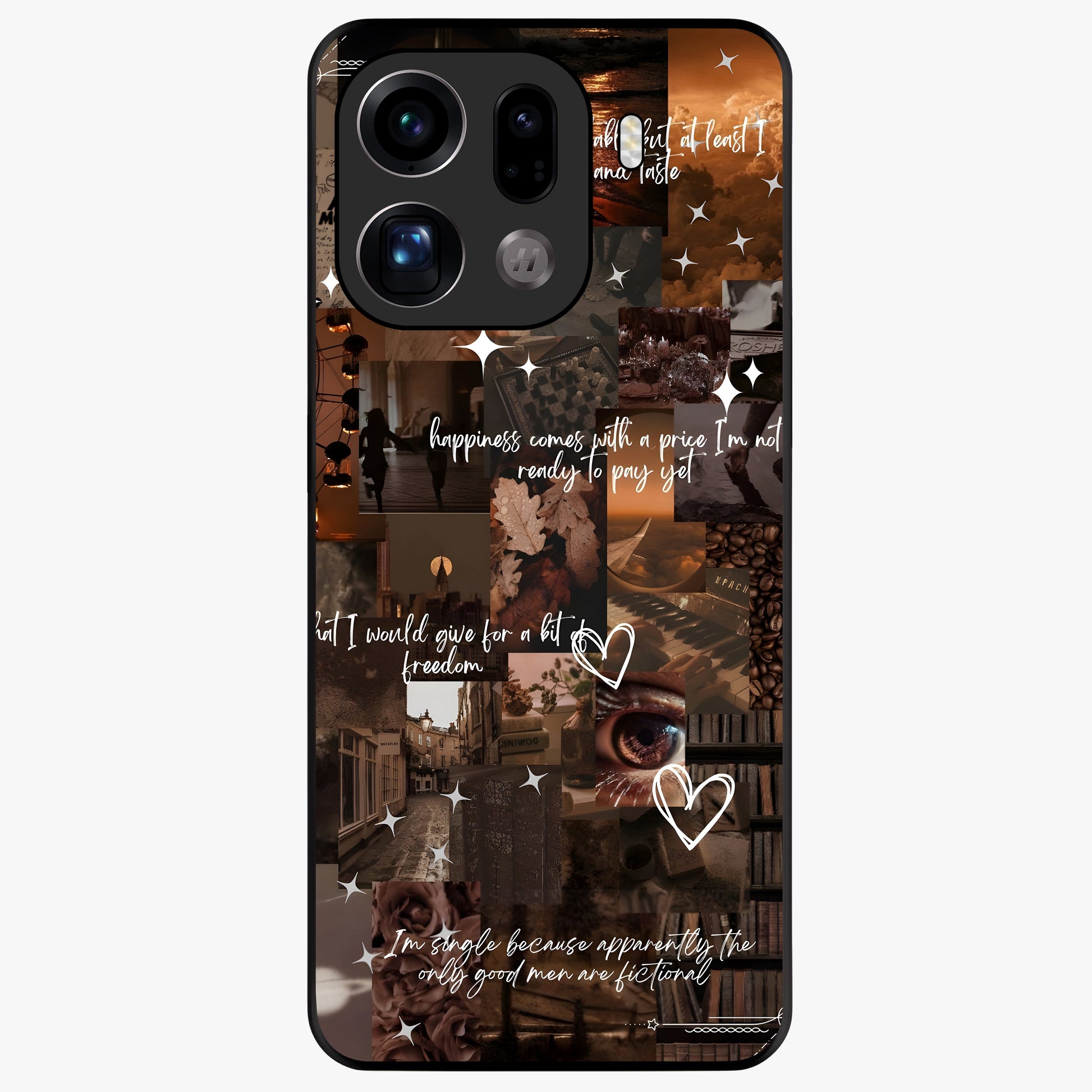 Bittersweet Aesthetic Chaos Glass Case showing flat back view with artistic chaotic aesthetic design and glossy glass finish.