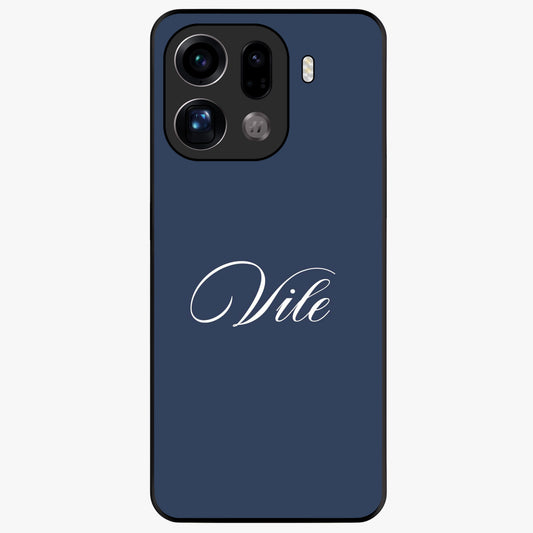 Blue Background Personalized Custom Name Glass Case showing flat back view with minimal blue background and custom name design.