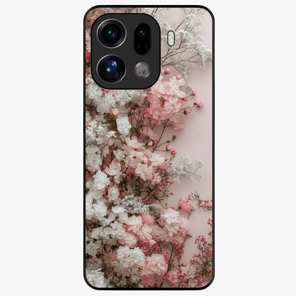 Blush Blossom Cloud Glass Case showing flat back view with dreamy blush cloud blossom artwork and glossy glass finish.