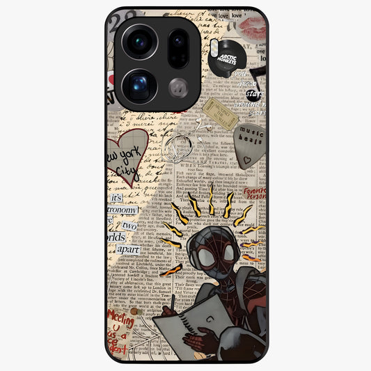 City Dream Sketch Glass Case showing flat back view with artistic city skyline sketch artwork and glossy glass finish.