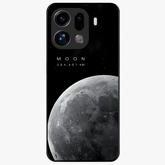 Cosmic Moon Glow Glass Case showing flat back view with glowing moon artwork and glossy glass finish.