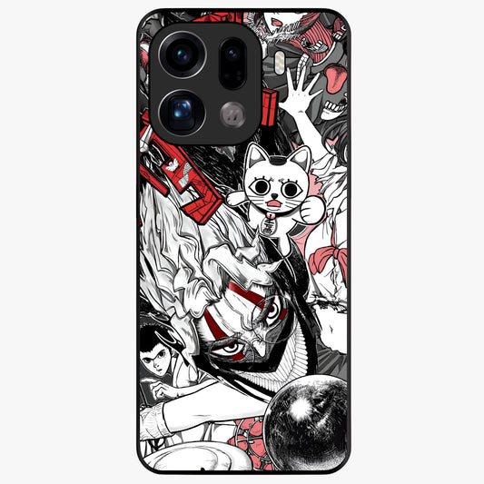 Crimson Chaos Panel Glass Case showing flat back view with bold crimson abstract artwork and glossy glass finish.
